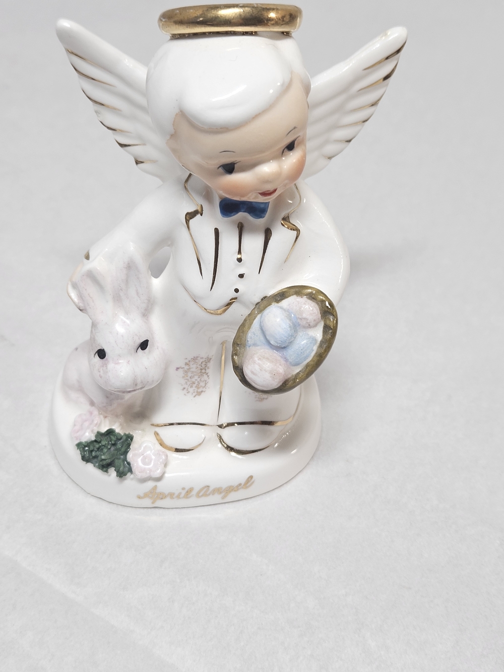 Vintage Napco A1920 April Birthday Month Boy Angel Porcelain Figurine - Picture 6 of 9